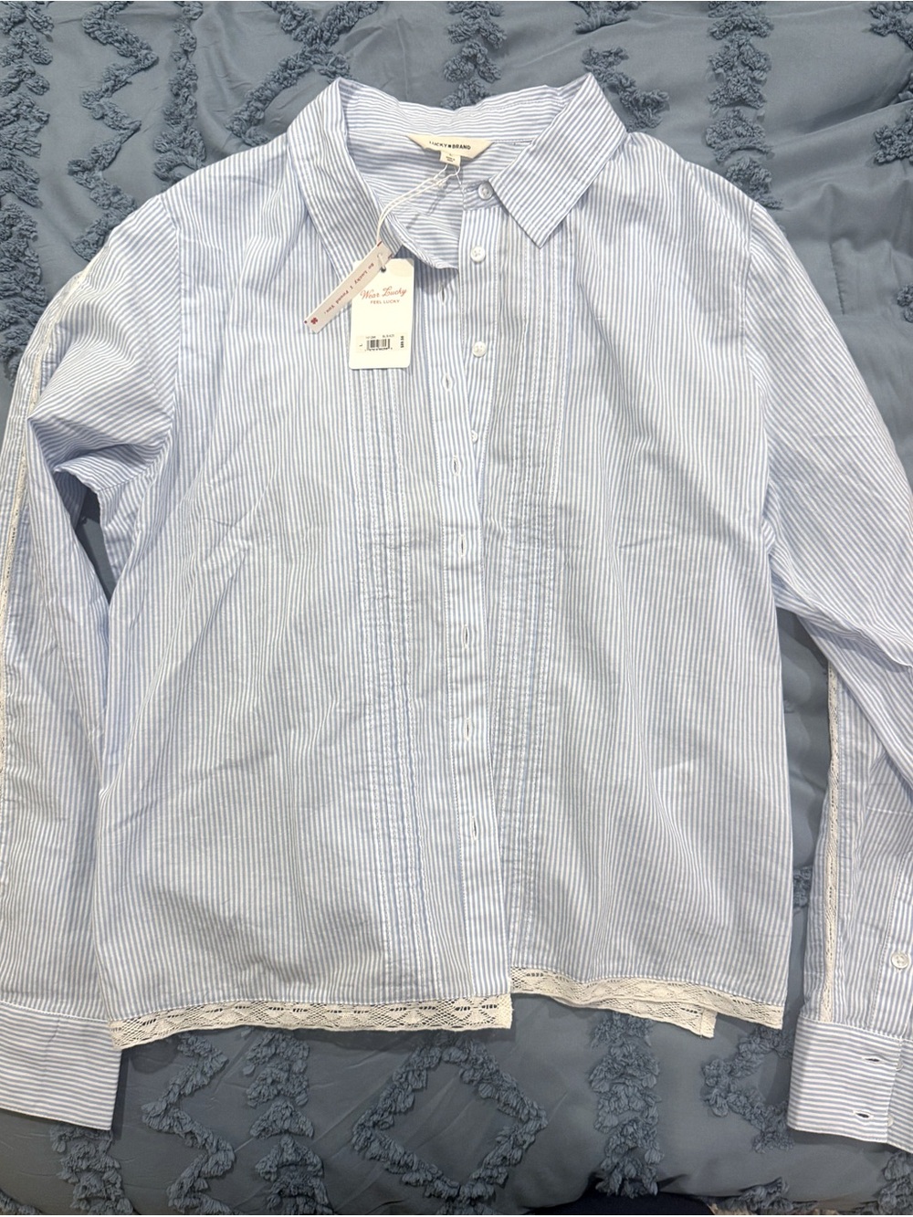 Light Blue Pinstripe Women’s Button-Down Shirt